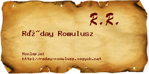 Ráday Romulusz névjegykártya